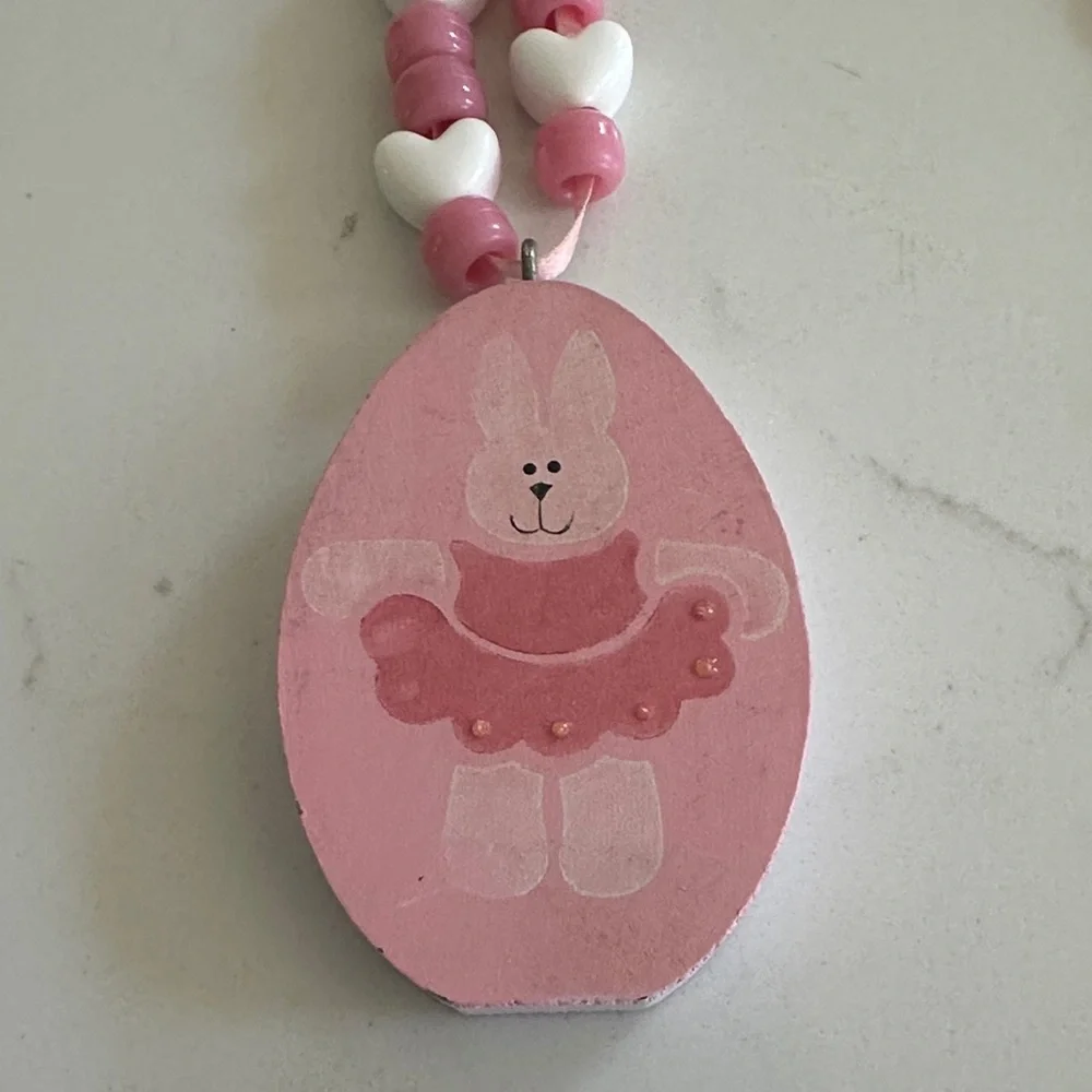 2 for $10🎁Adorable Hand Painted Pink Ballerina Bunny Pendant Necklace